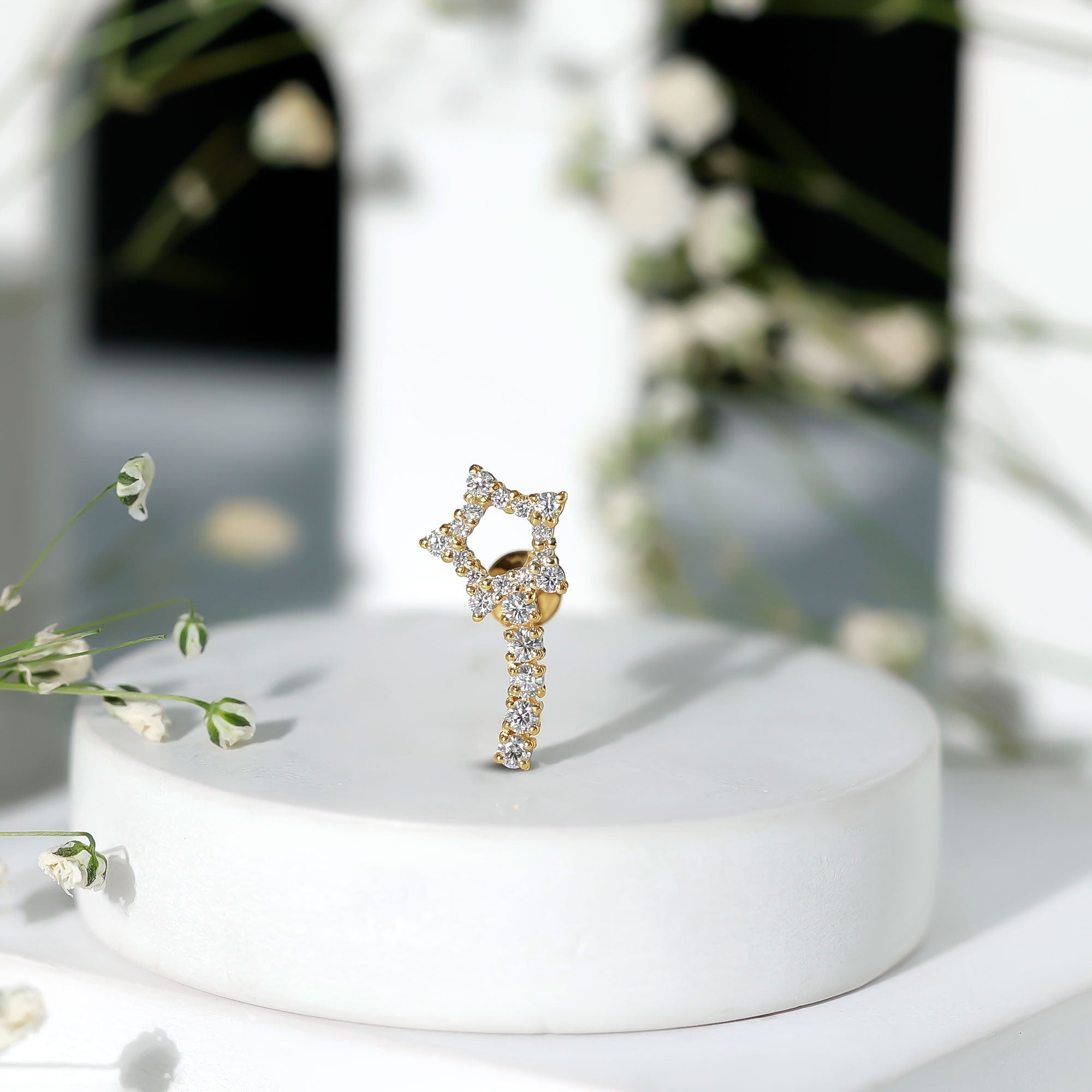 Certified Moissanite Star Celestial Cartilage Earring