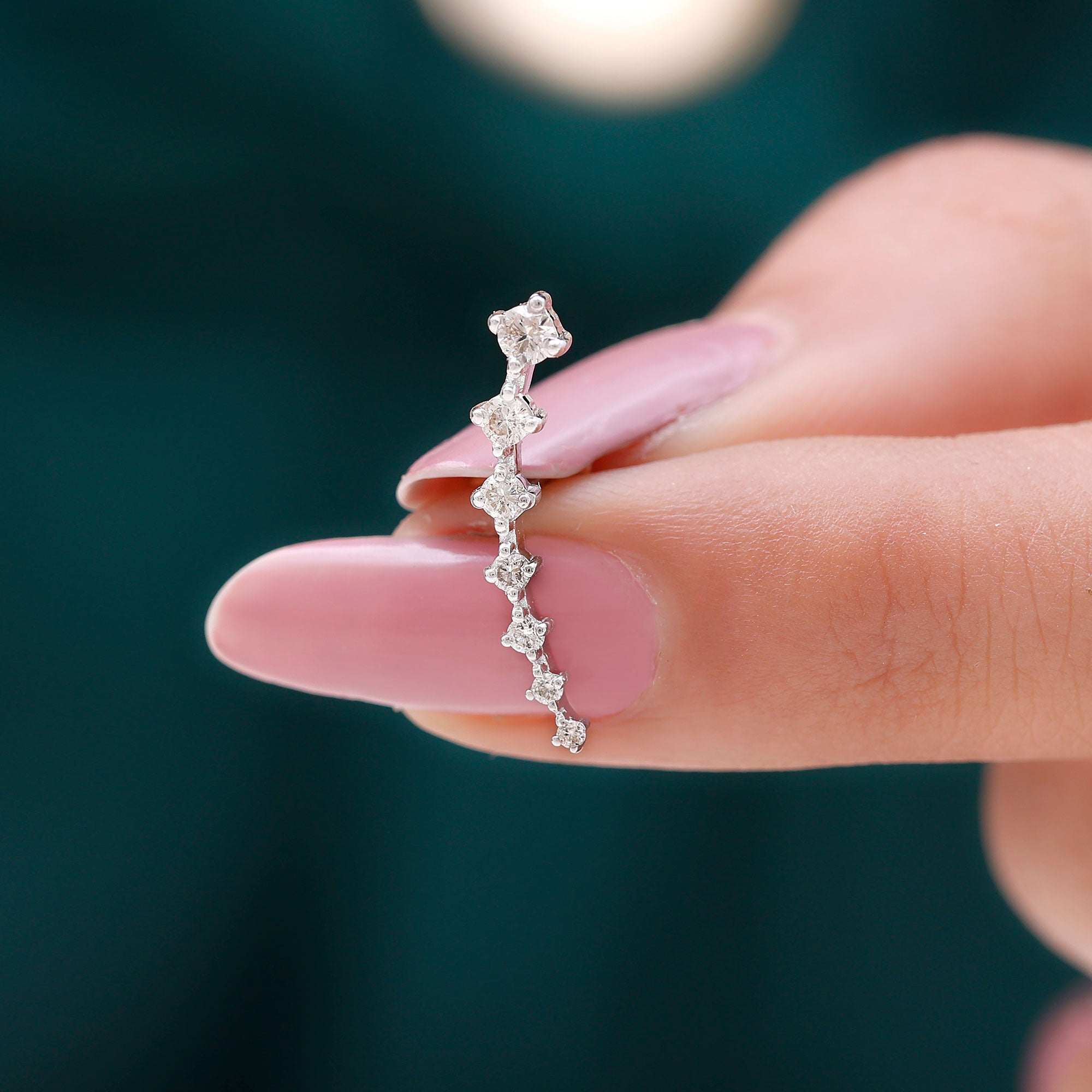 Graduated Style Moissanite Ear Crawler Earring for Helix Piercing