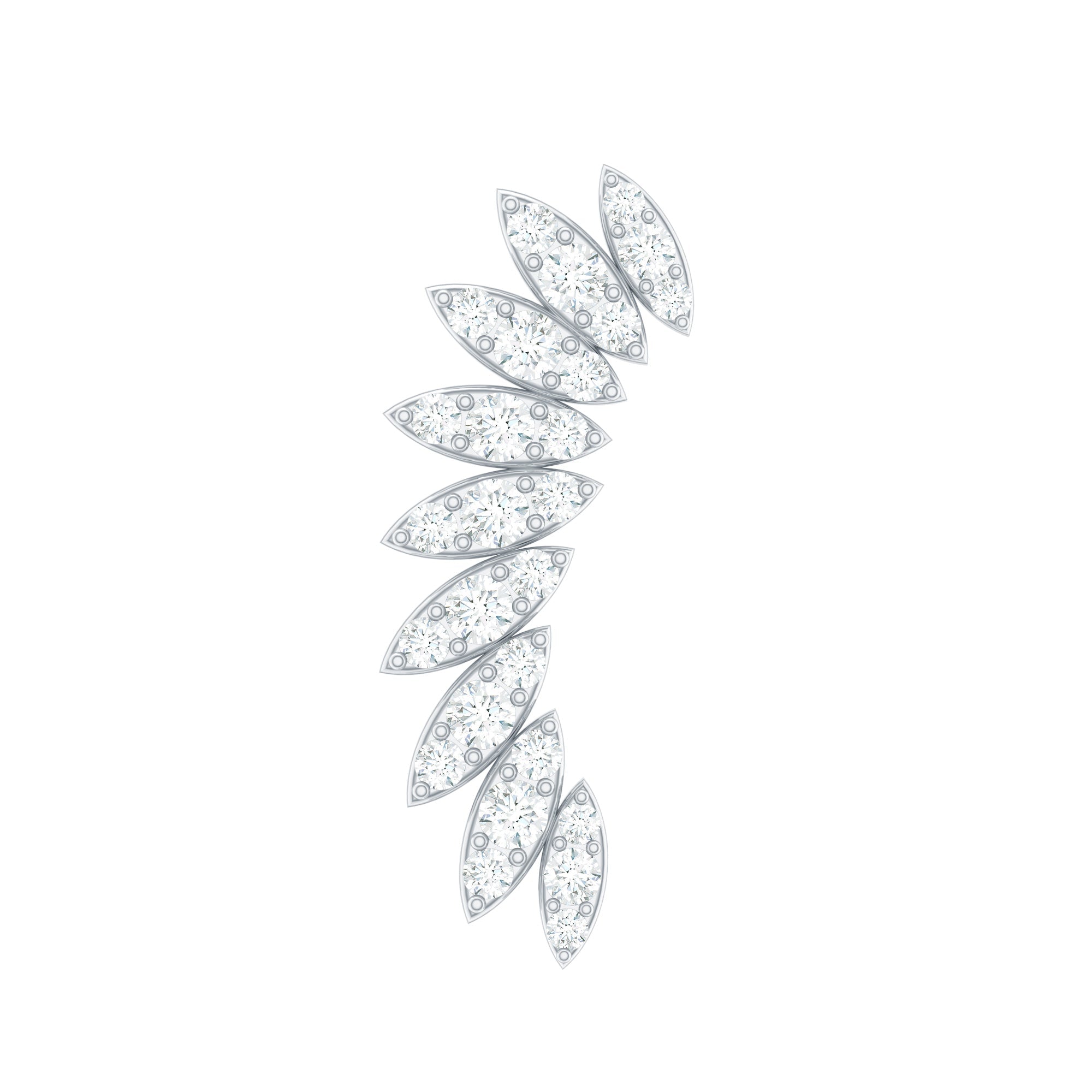 Certified Moissanite Feather Climber Cartilage Earring