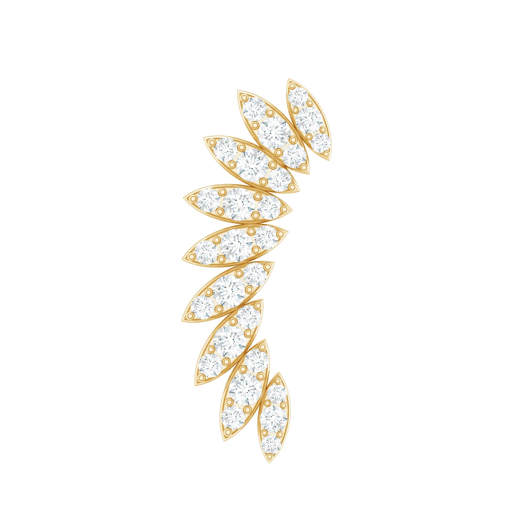 Certified Moissanite Feather Climber Cartilage Earring