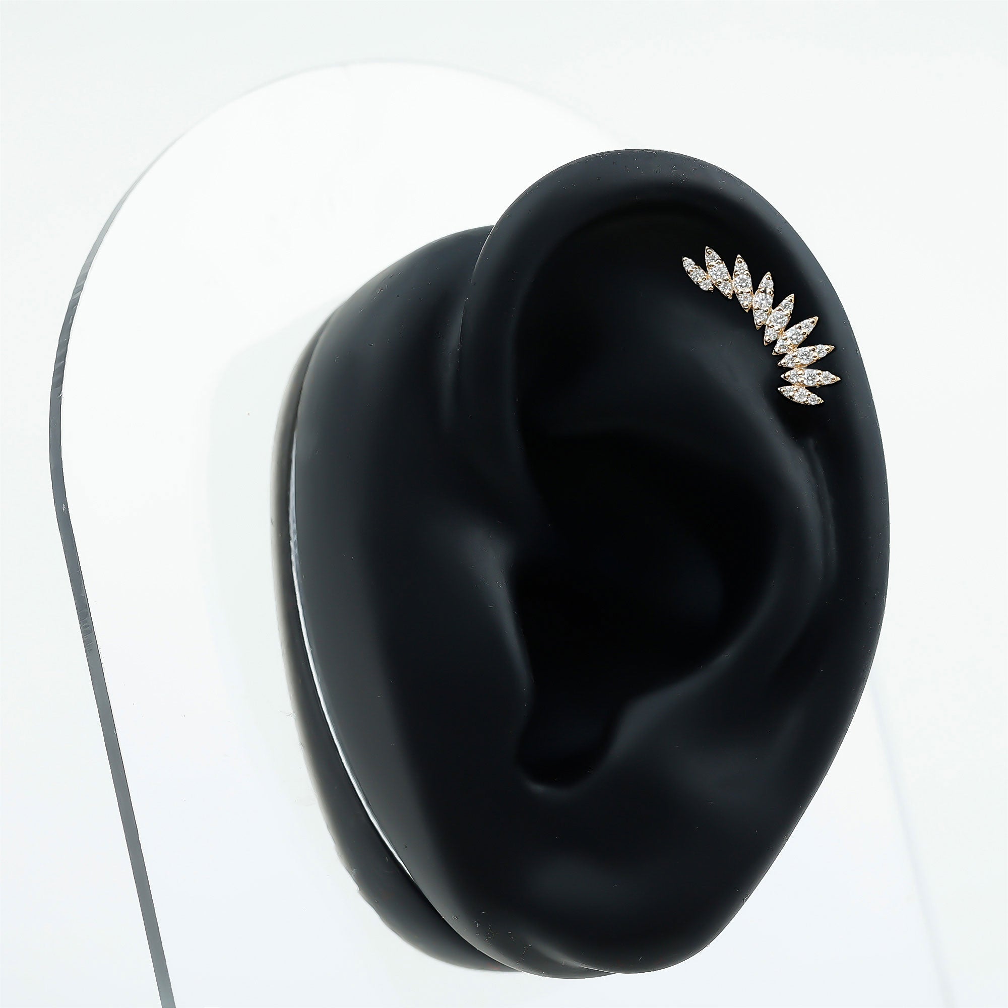 Certified Moissanite Feather Climber Cartilage Earring