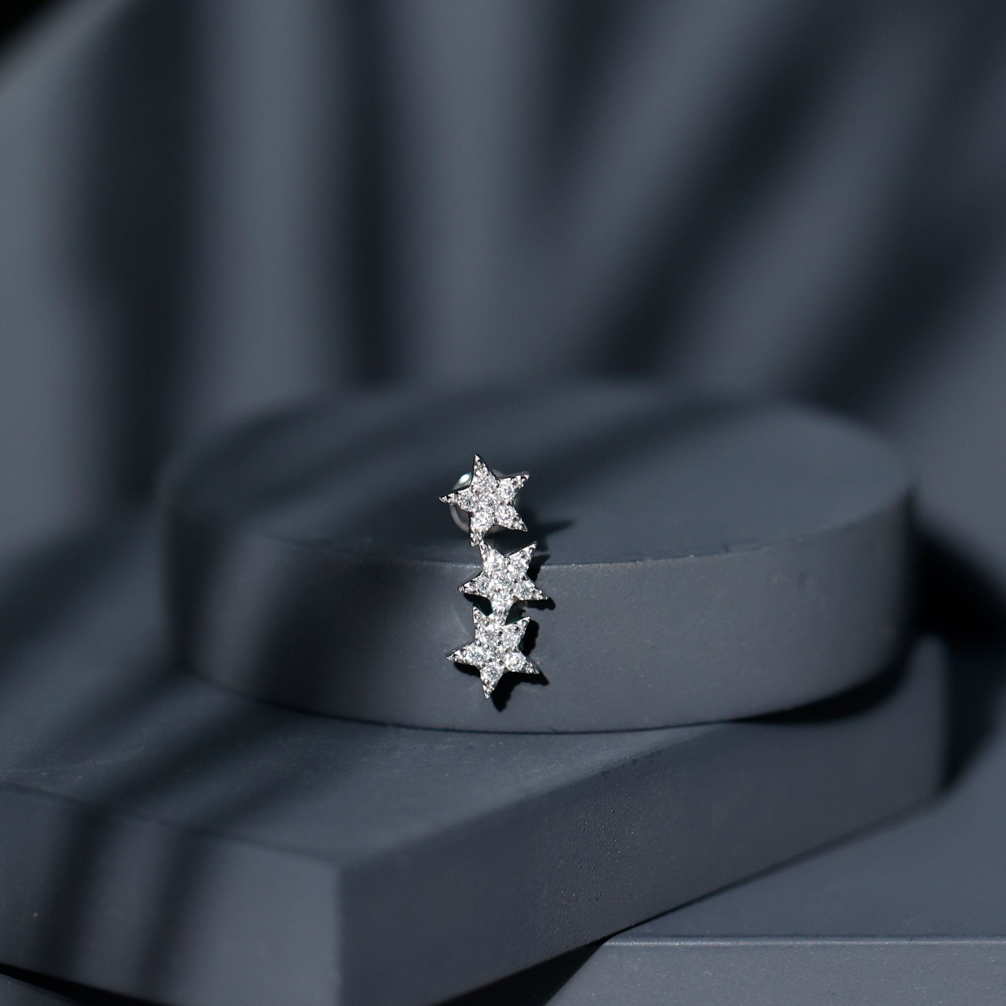 Certified Moissanite Star Ear Crawler Earring