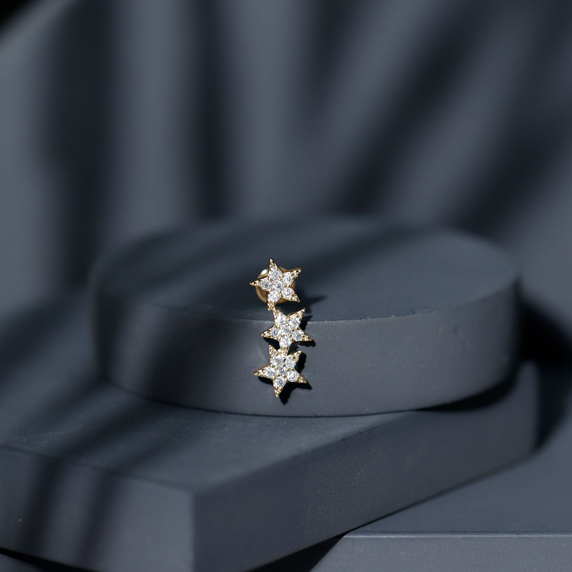 Certified Moissanite Star Ear Crawler Earring