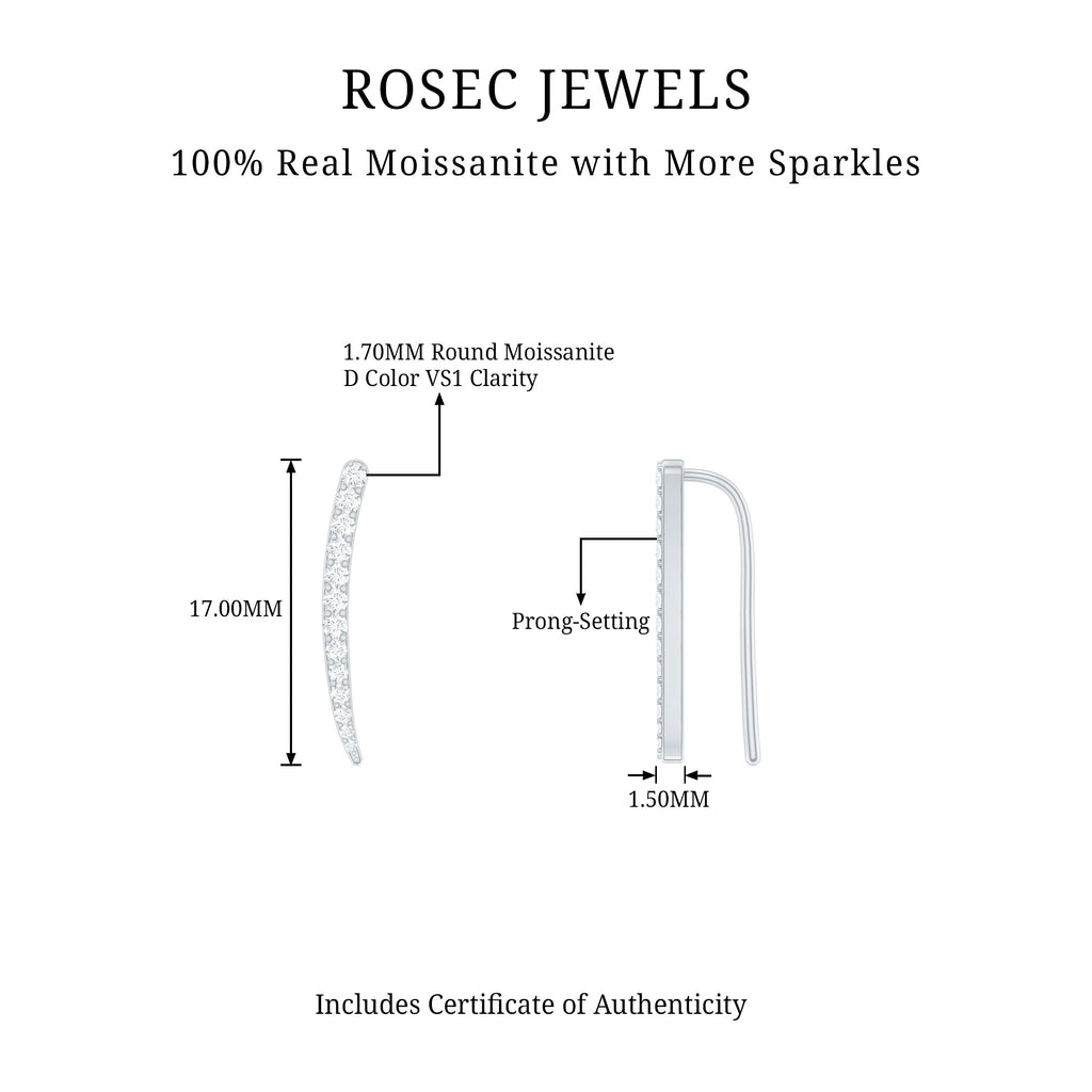 Minimalist Moissanite Curved Climber Earring
