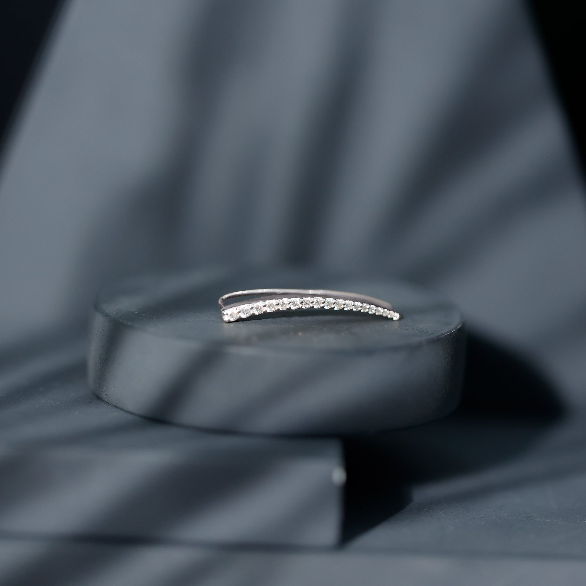 Minimalist Moissanite Curved Climber Earring