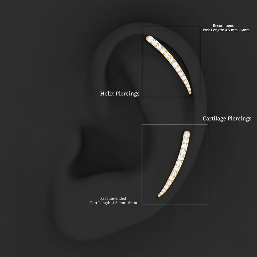 Minimalist Moissanite Curved Climber Earring