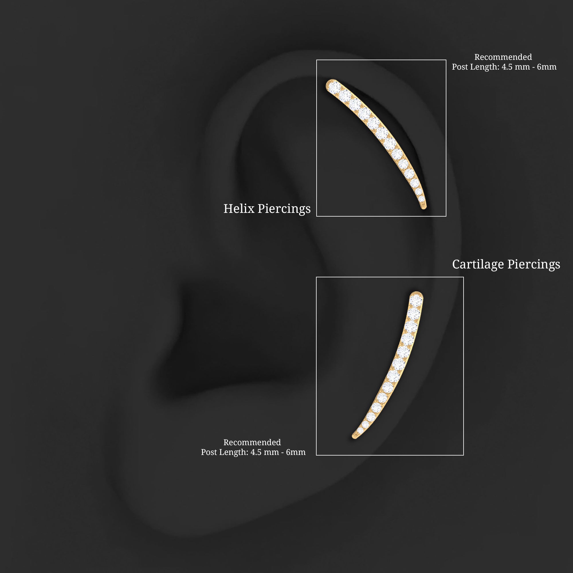 Minimalist Moissanite Curved Climber Earring