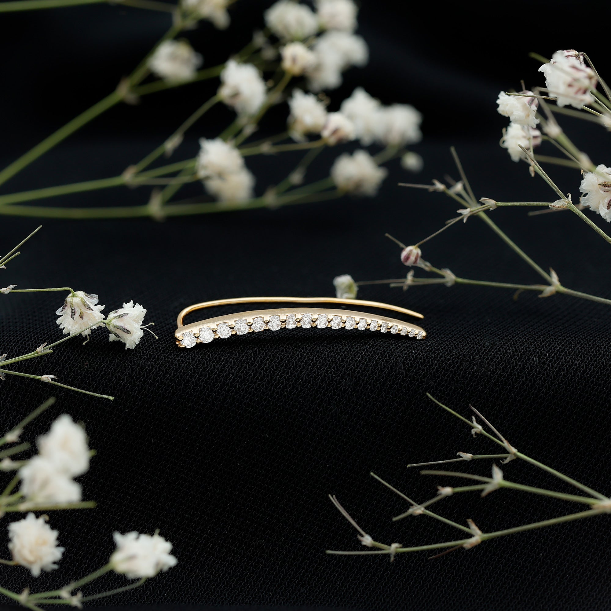 Minimalist Moissanite Curved Climber Earring