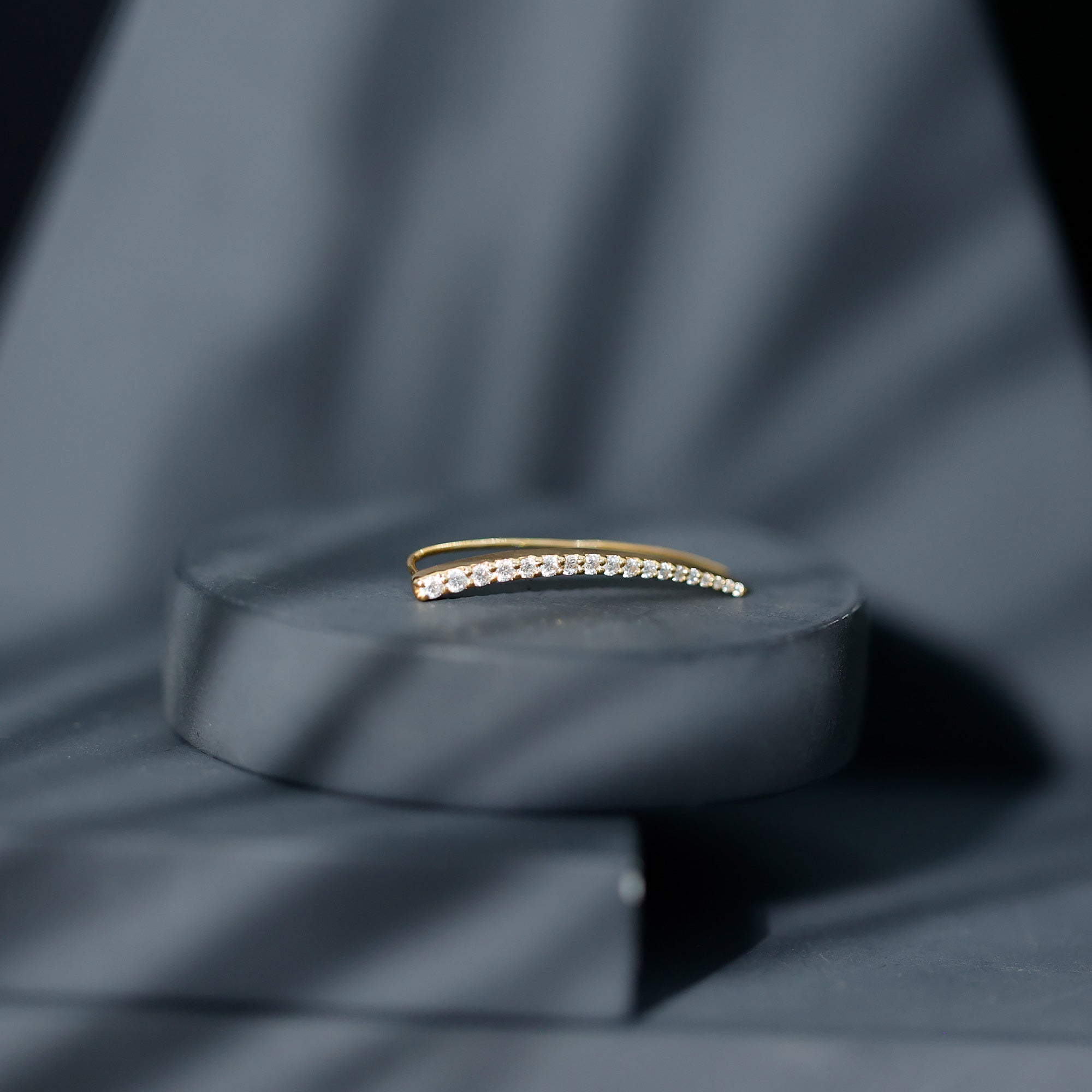 Minimalist Moissanite Curved Climber Earring