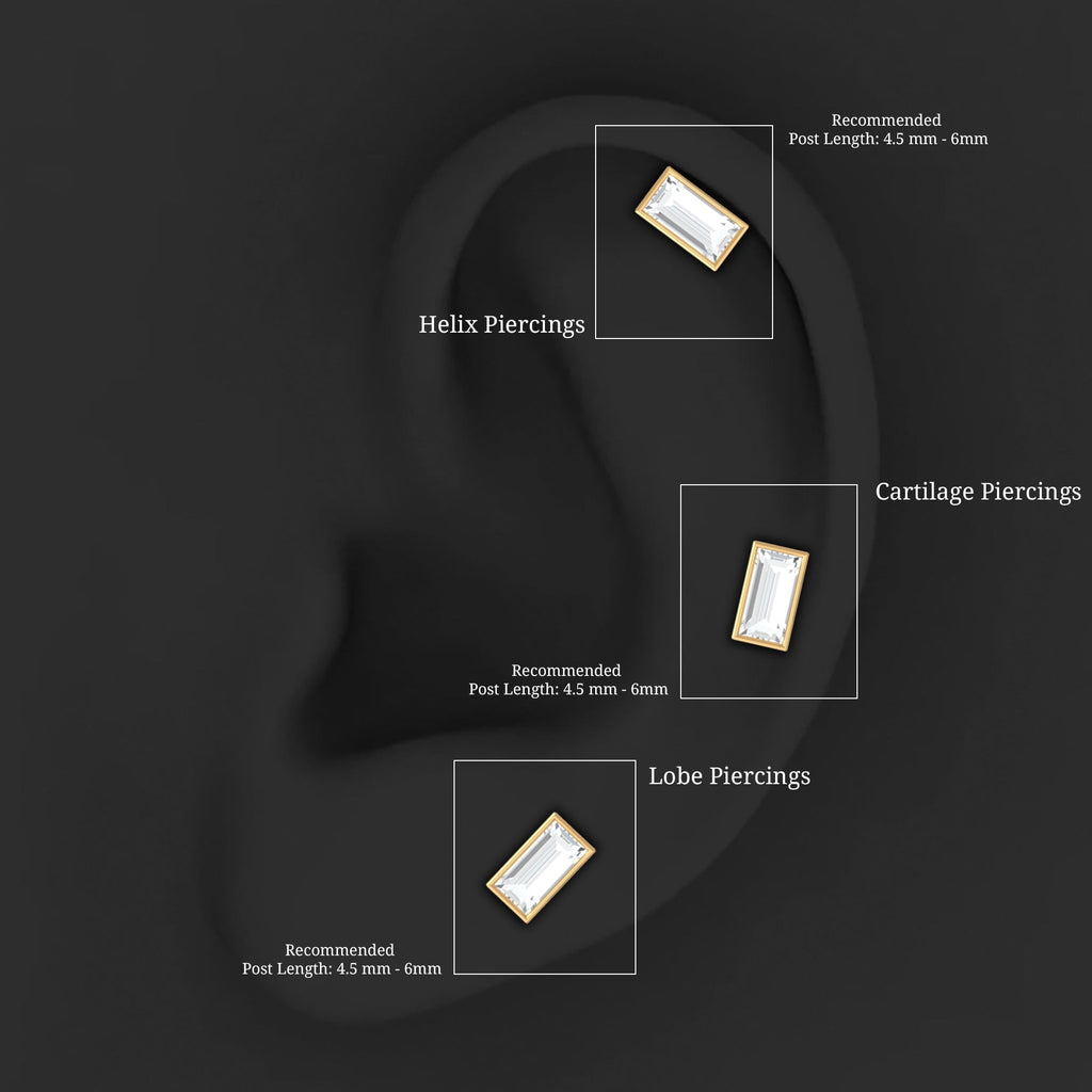 Baguette Diamond Tragus Earring in Bezel Setting