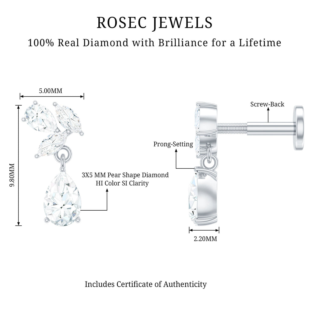 Real Diamond Teardrop Cartilage Earring