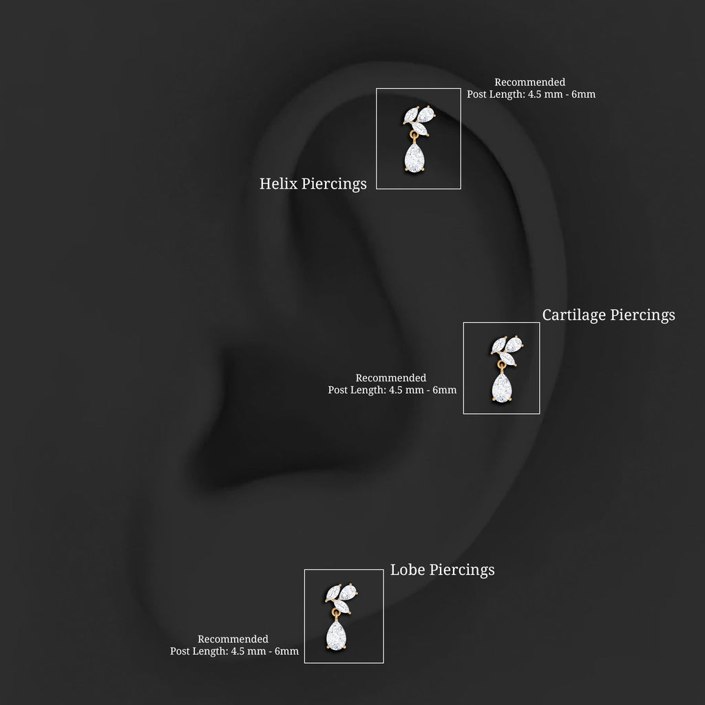 Real Diamond Teardrop Cartilage Earring