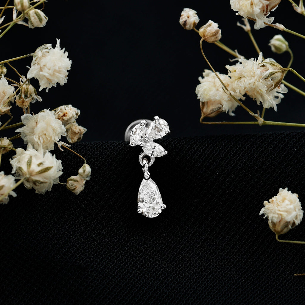 Real Diamond Teardrop Cartilage Earring