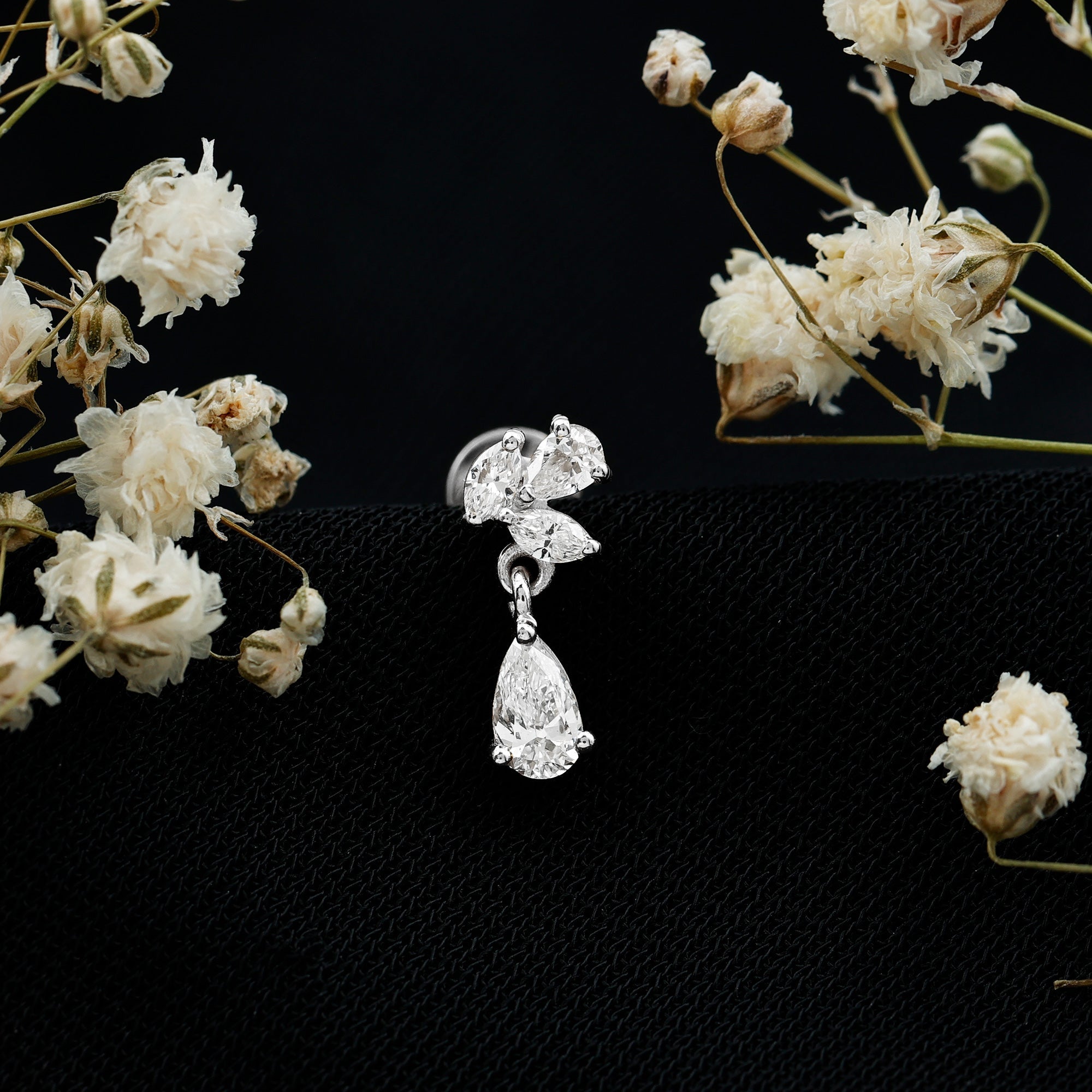 Real Diamond Teardrop Cartilage Earring