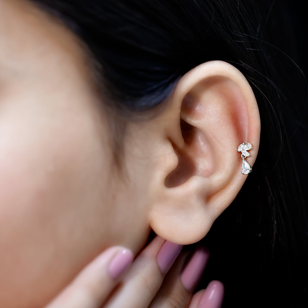 Real Diamond Teardrop Cartilage Earring