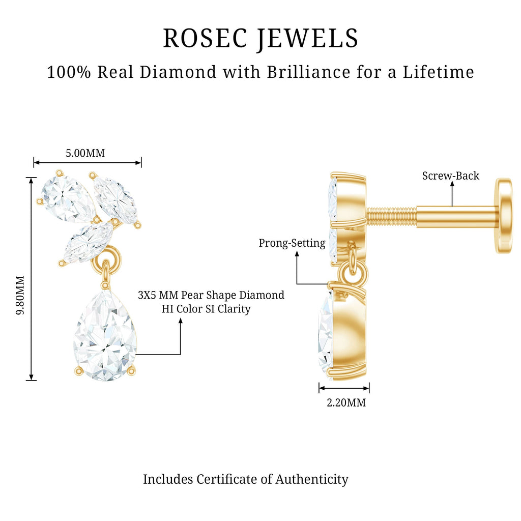 Real Diamond Teardrop Cartilage Earring