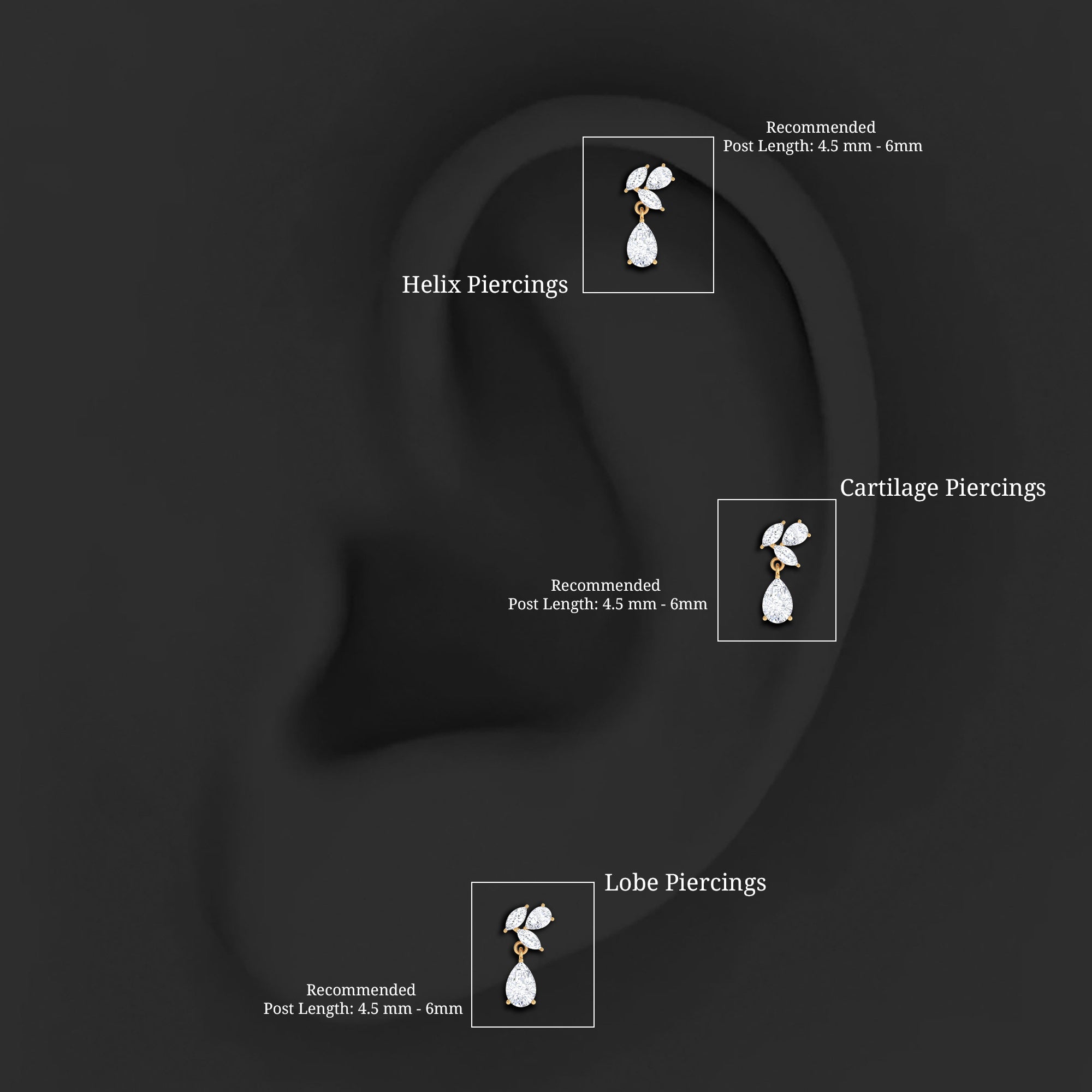 Real Diamond Teardrop Cartilage Earring