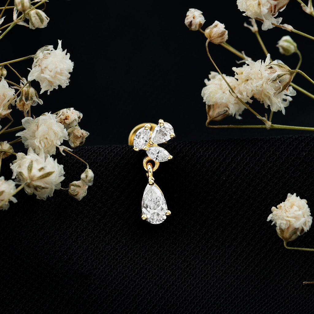 Real Diamond Teardrop Cartilage Earring