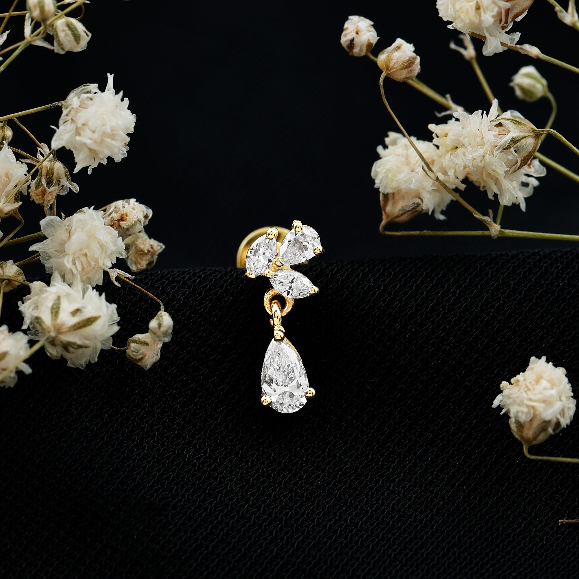 Real Diamond Teardrop Cartilage Earring