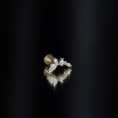 Certified Moissanite Curved Helix Earring for Women