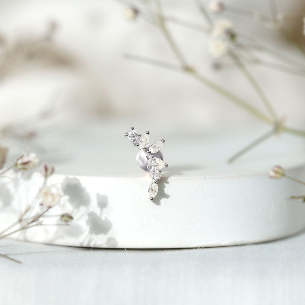 Certified Moissanite Curved Helix Earring for Women