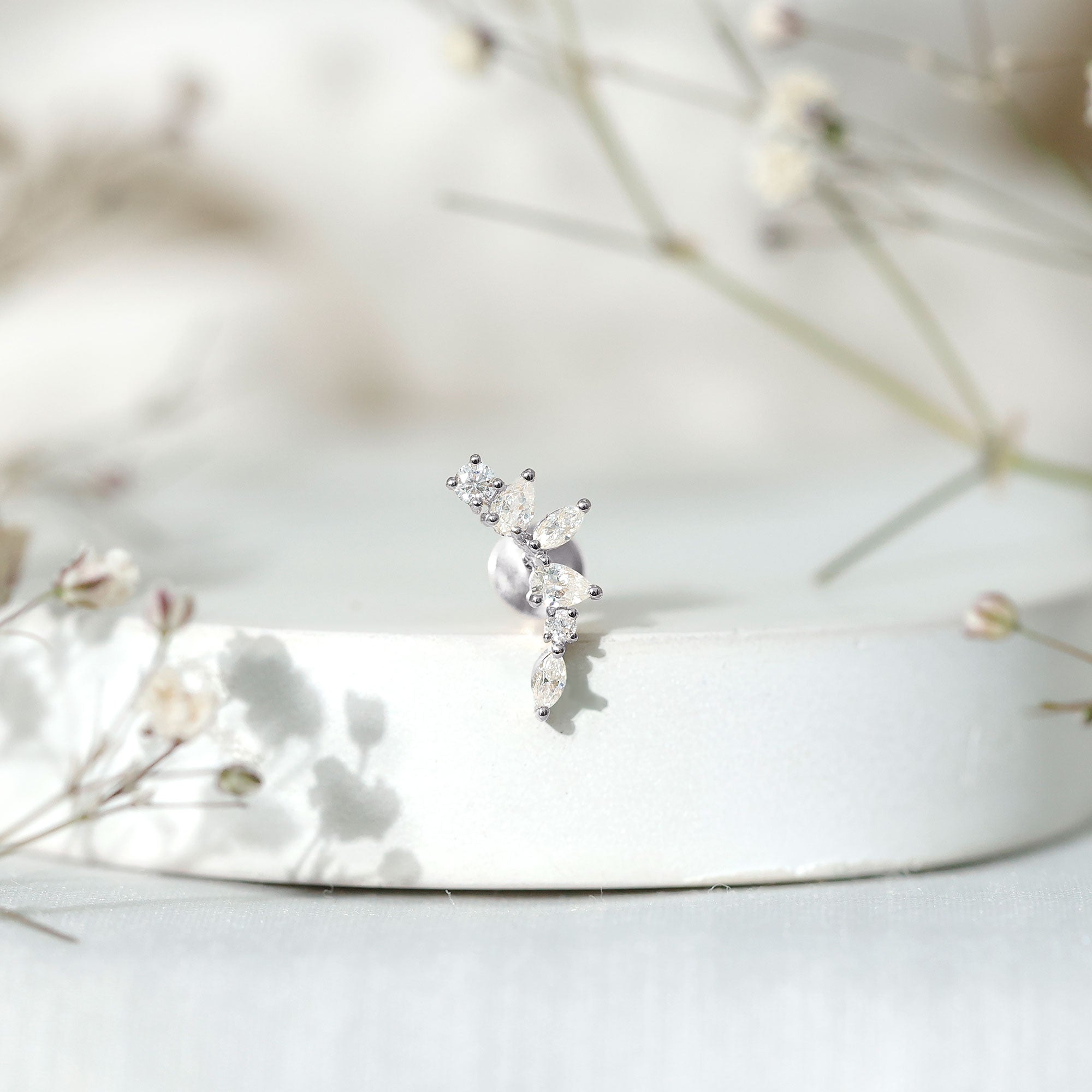 Certified Moissanite Curved Helix Earring for Women