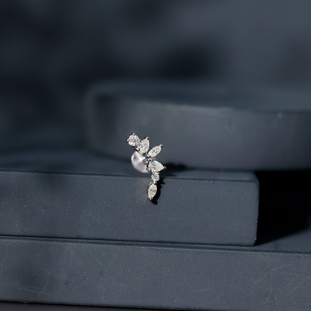 Certified Moissanite Curved Helix Earring for Women