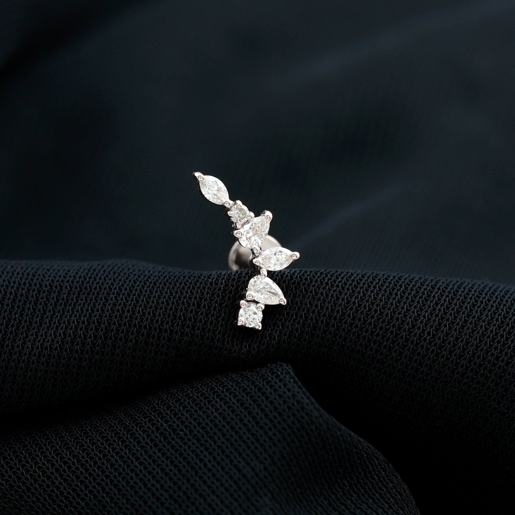 Certified Moissanite Curved Helix Earring for Women