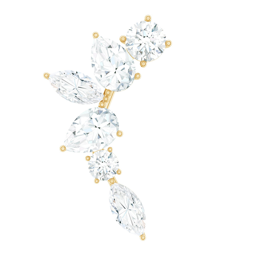 Certified Moissanite Curved Helix Earring for Women