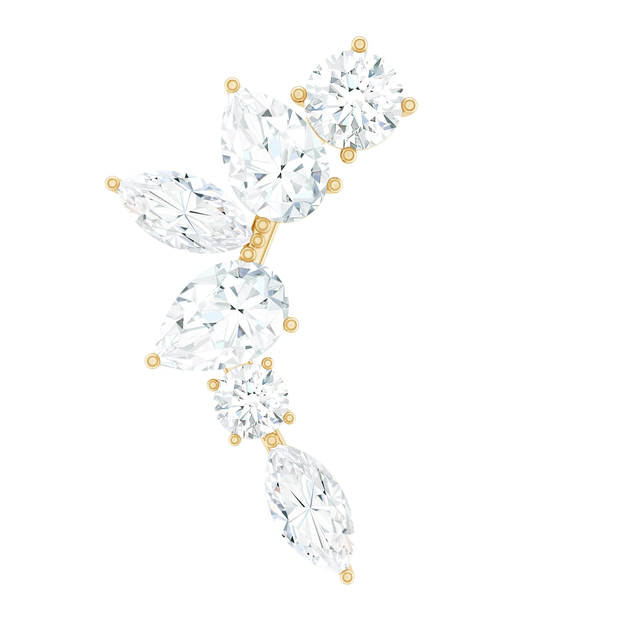 Certified Moissanite Curved Helix Earring for Women