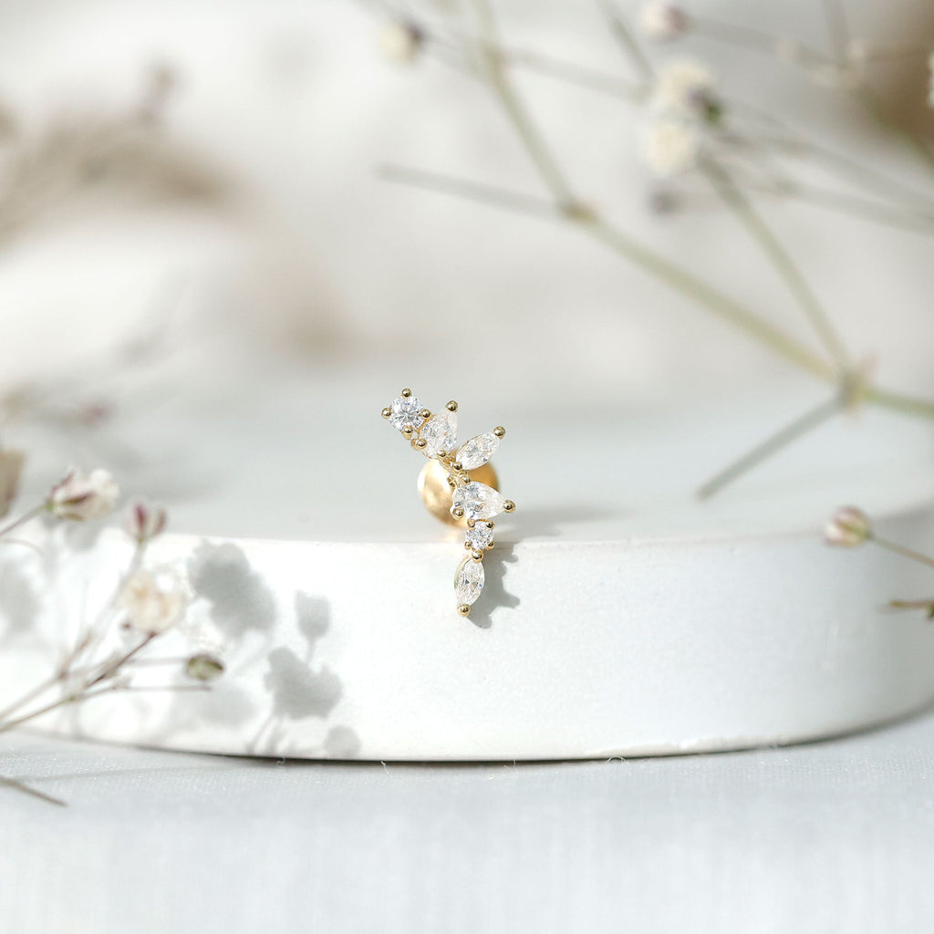 Certified Moissanite Curved Helix Earring for Women