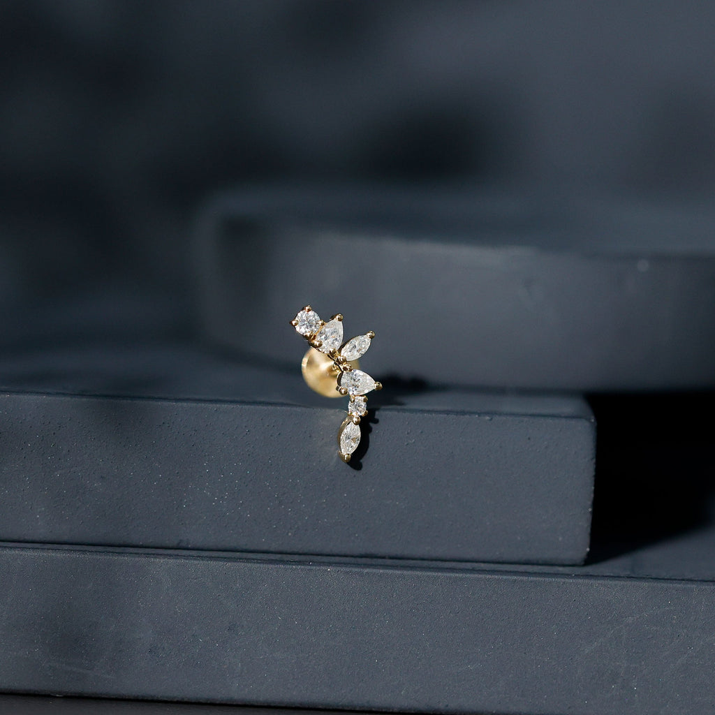 Certified Moissanite Curved Helix Earring for Women