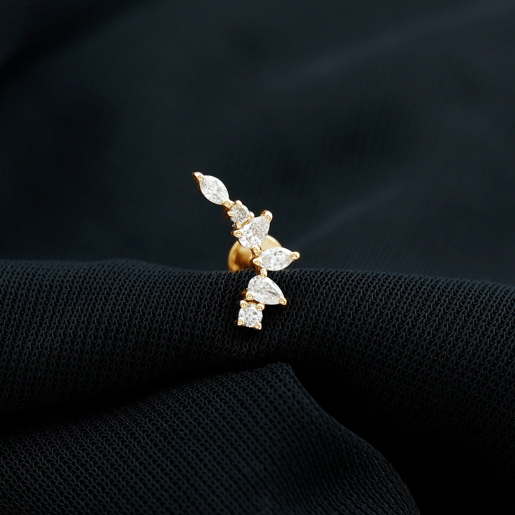 Certified Moissanite Curved Helix Earring for Women