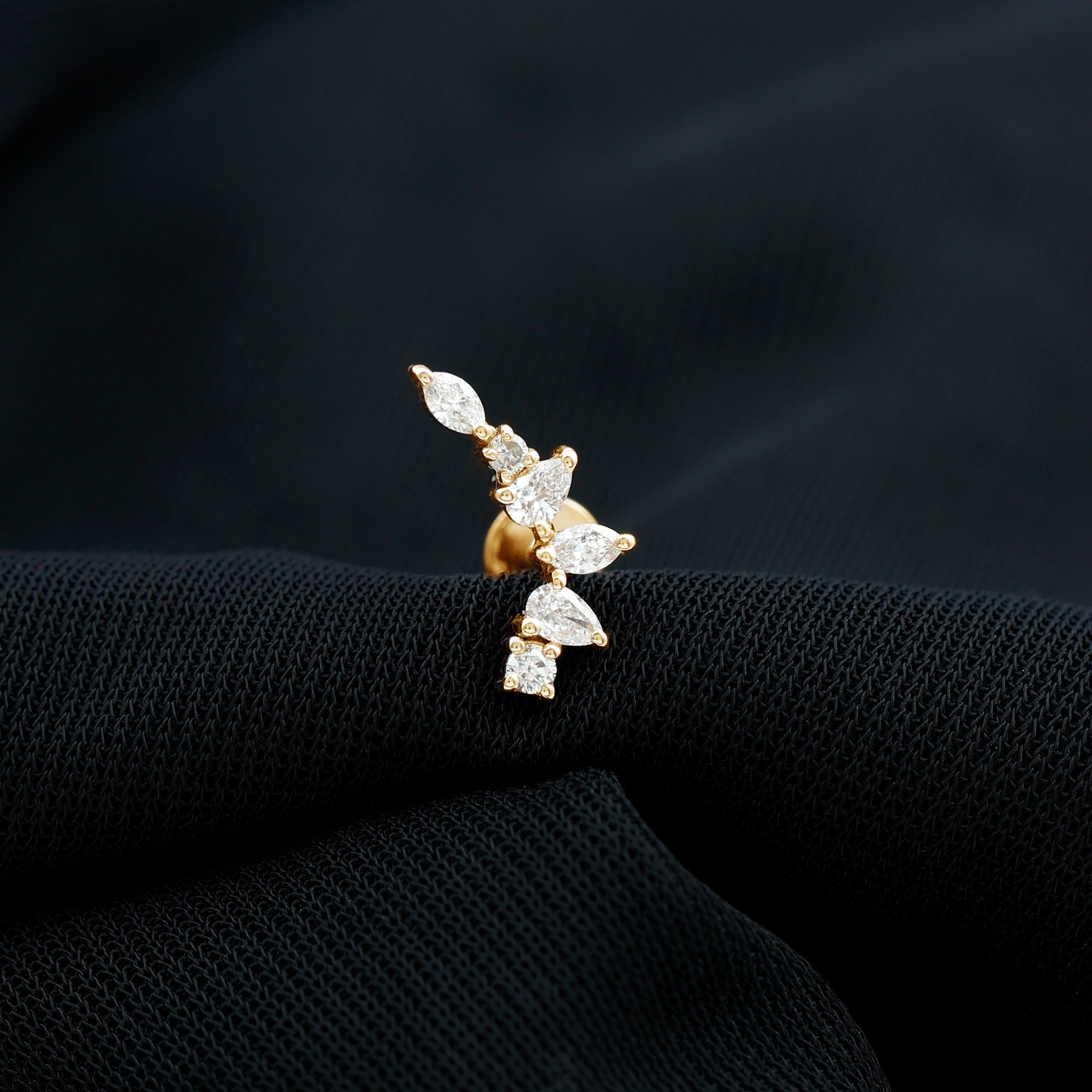 Certified Moissanite Curved Helix Earring for Women