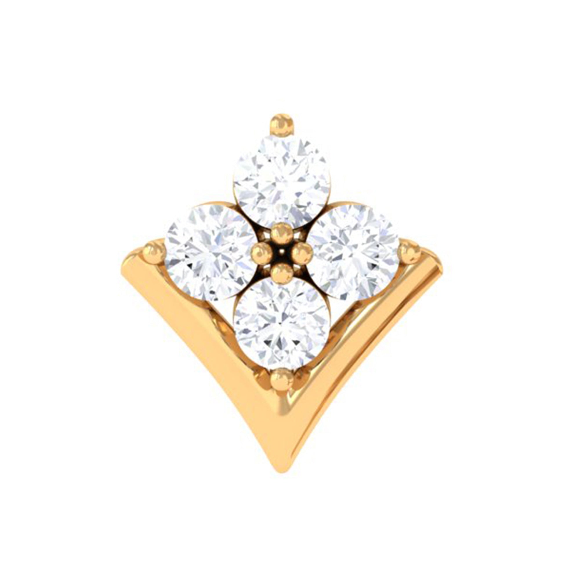 Moissanite Floral Cartilage Earring in Gold