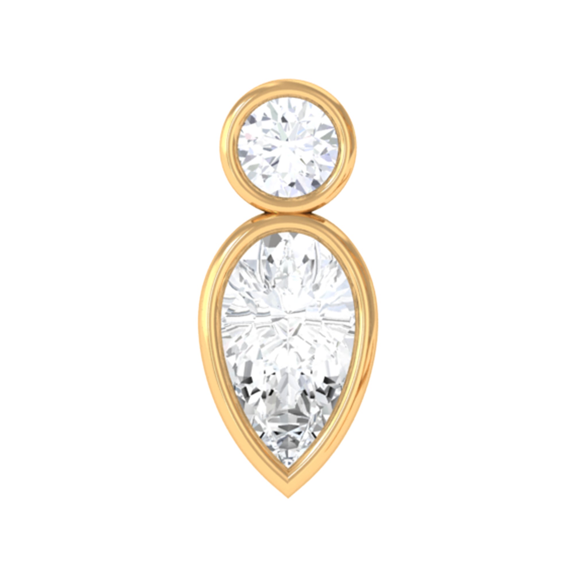 Dainty Pear and Round Cut Moissanite Tragus Earring