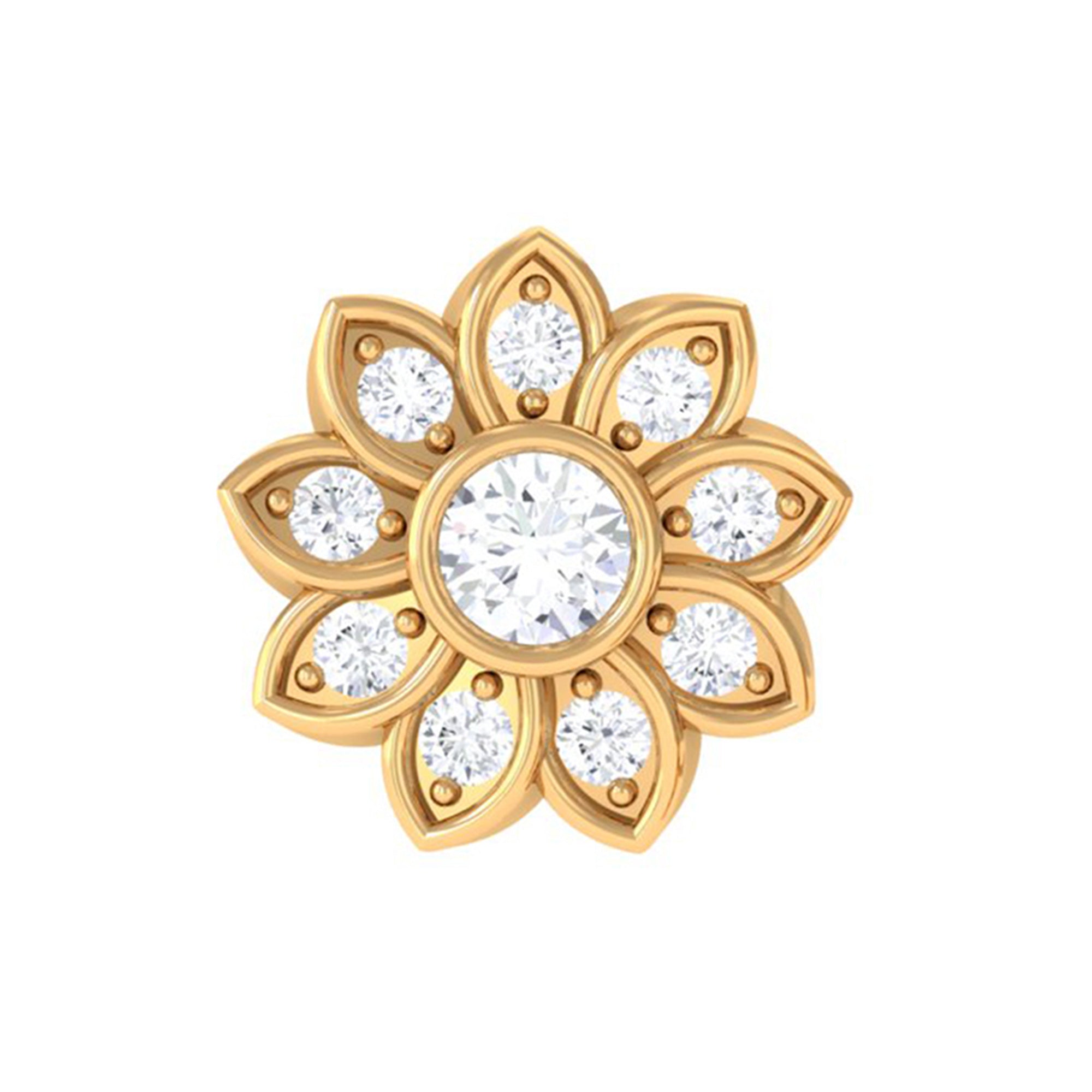 Moissanite Flower Cartilage Earring in Gold