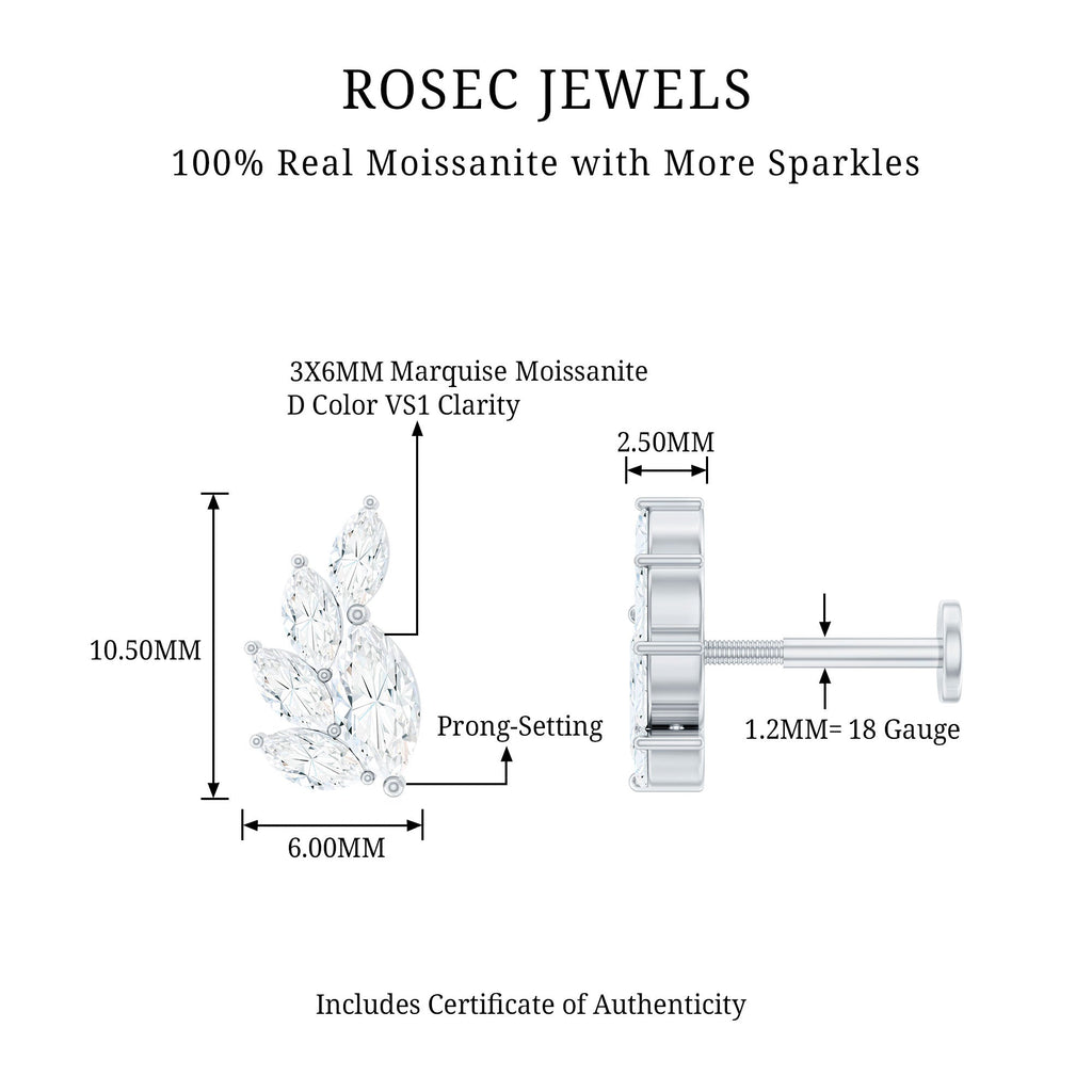 Marquise Cut Moissanite Cluster Helix Earring