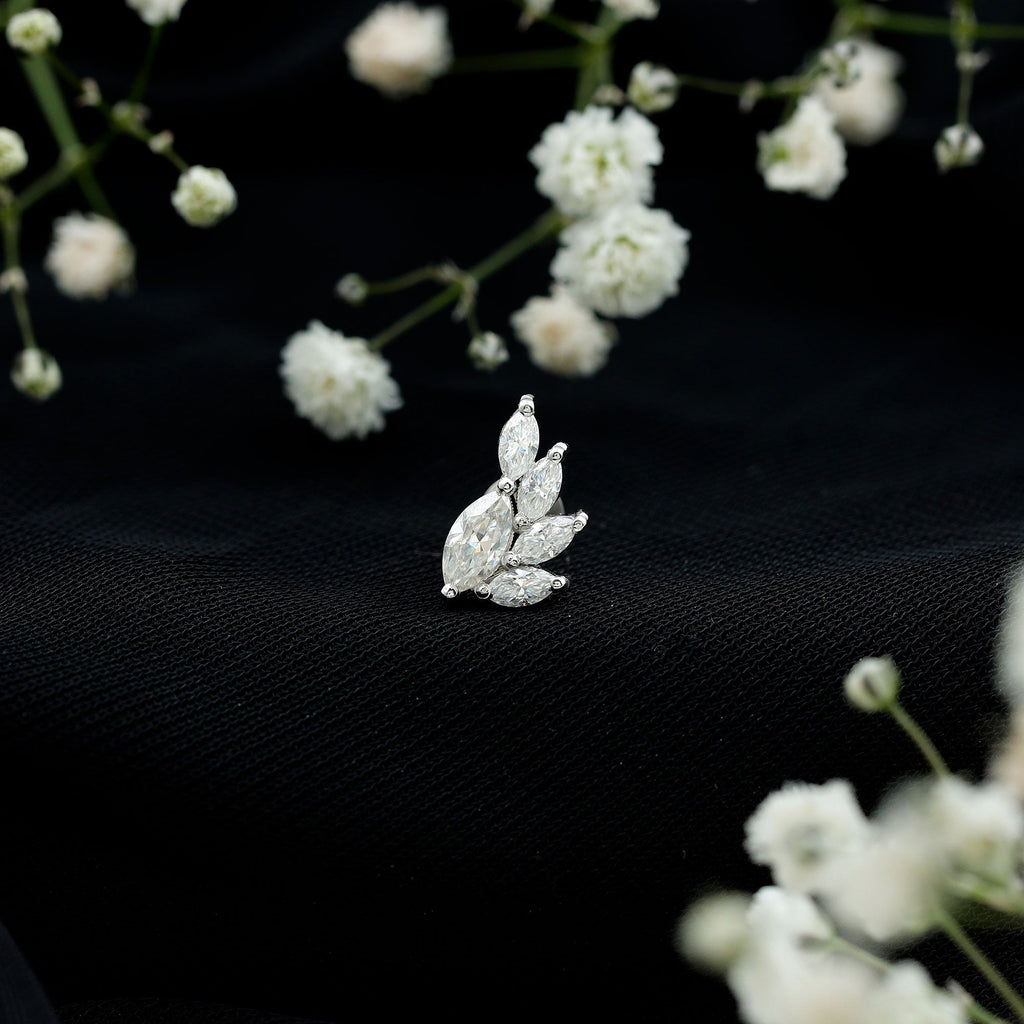 Marquise Cut Moissanite Cluster Helix Earring