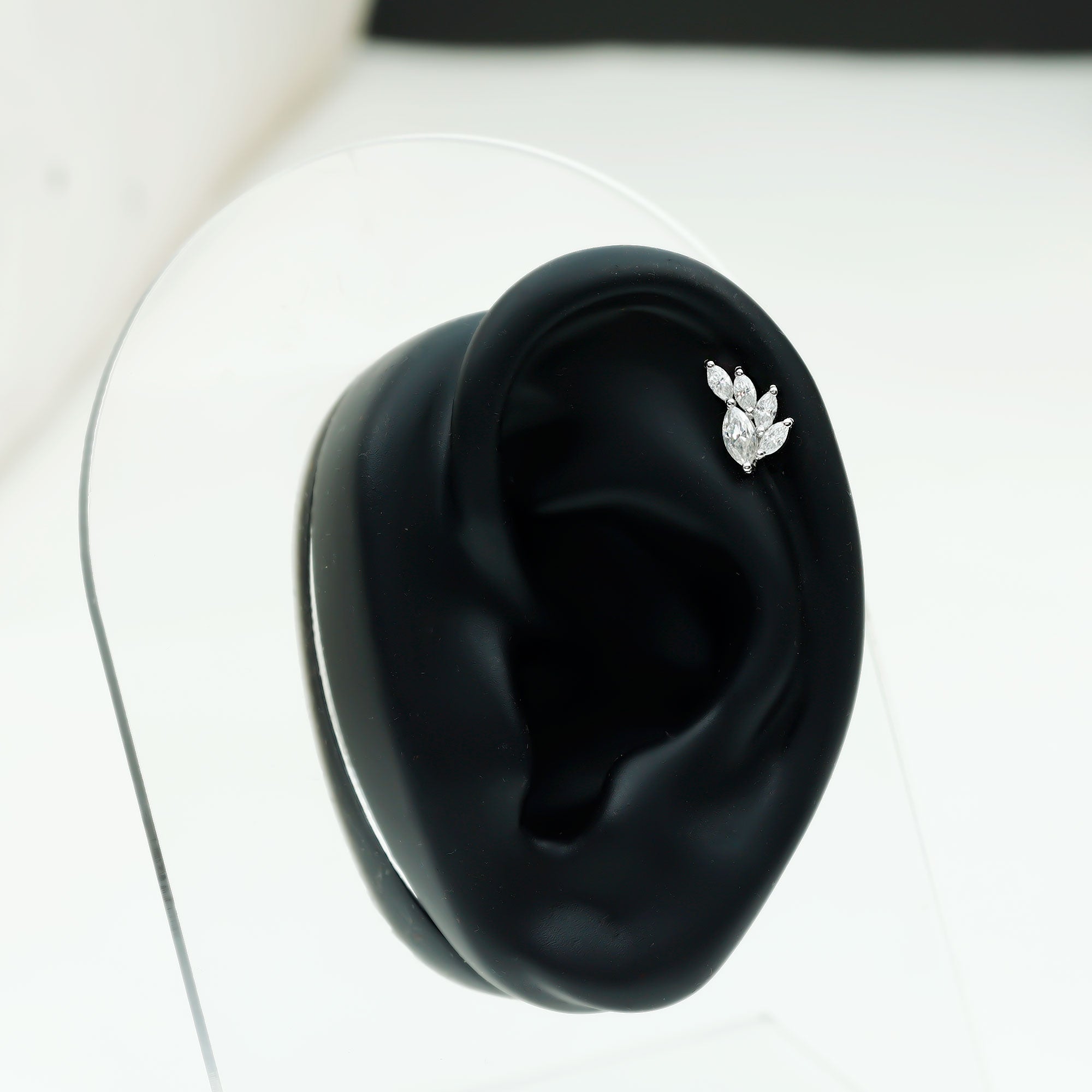 Marquise Cut Moissanite Cluster Helix Earring