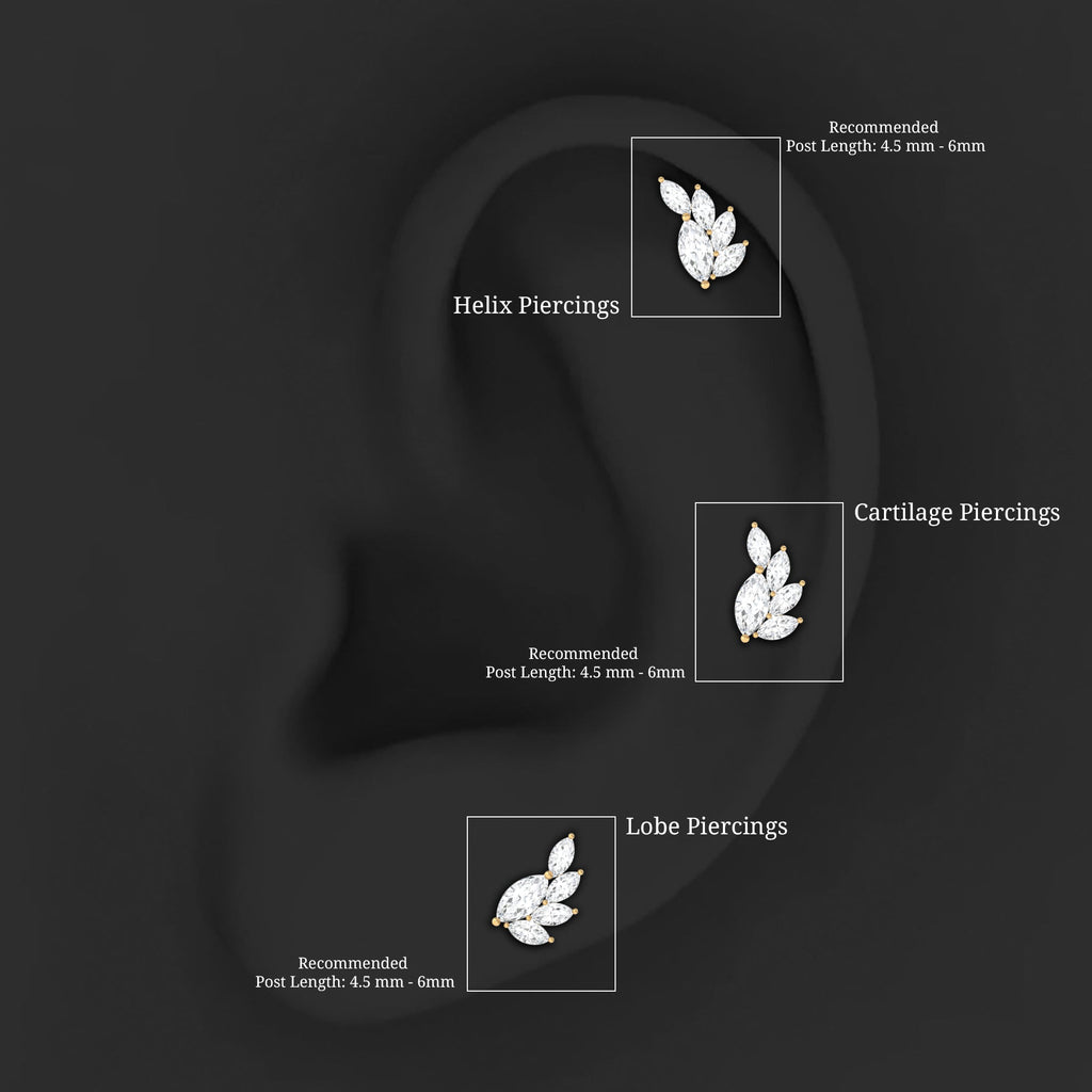 Marquise Cut Moissanite Cluster Helix Earring