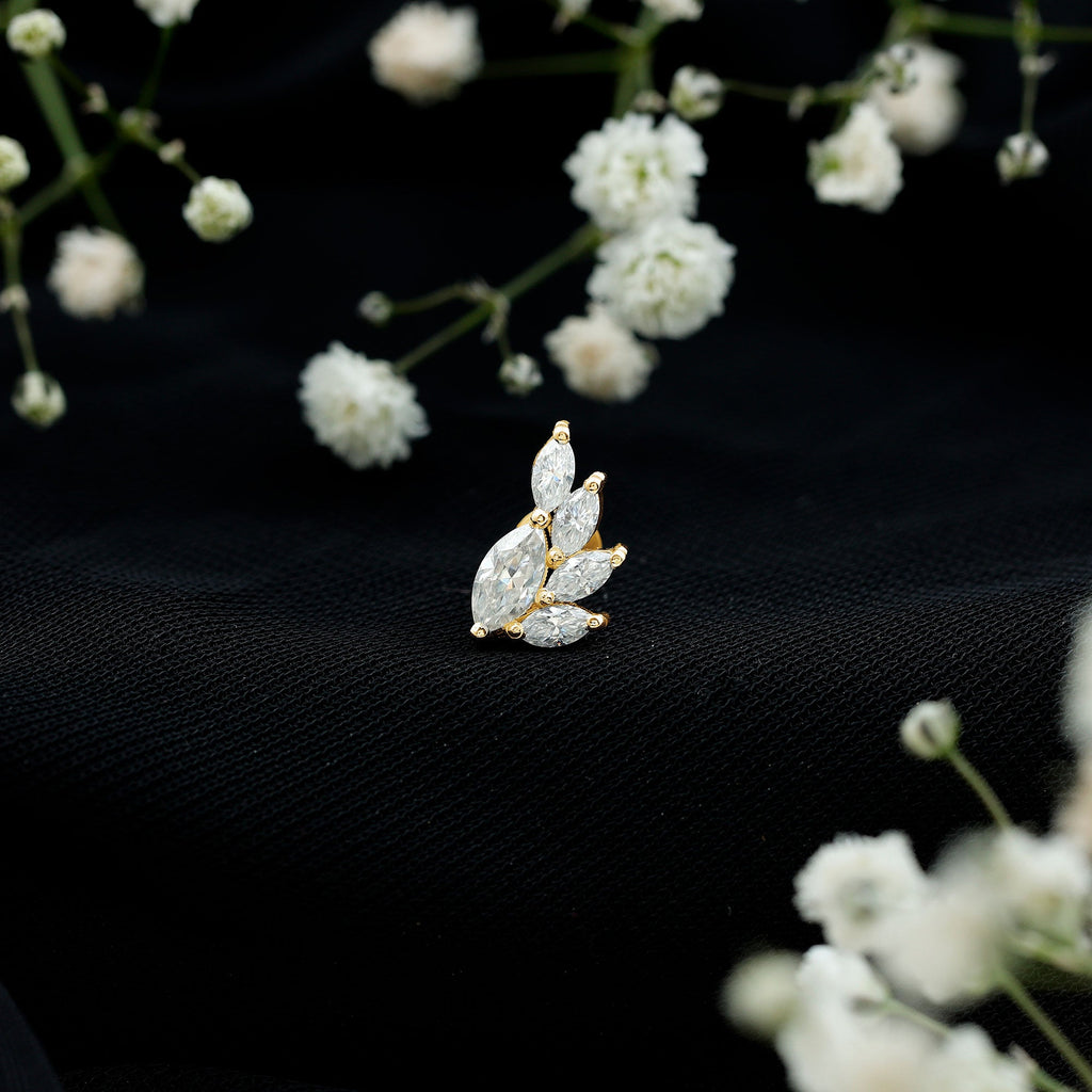 Marquise Cut Moissanite Cluster Helix Earring