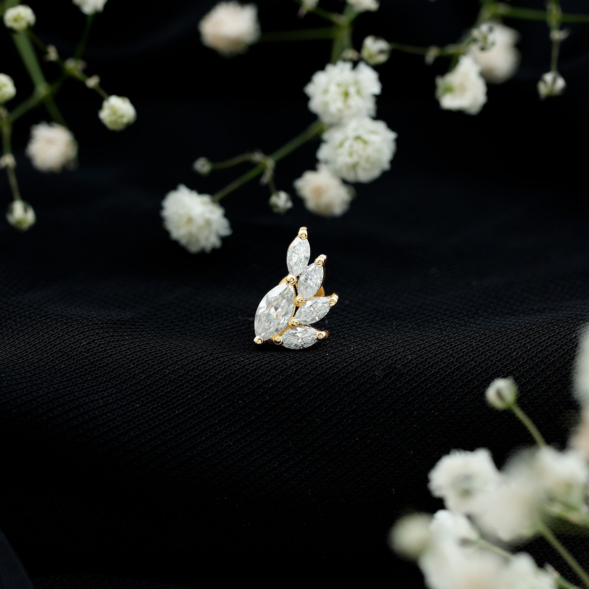 Marquise Cut Moissanite Cluster Helix Earring