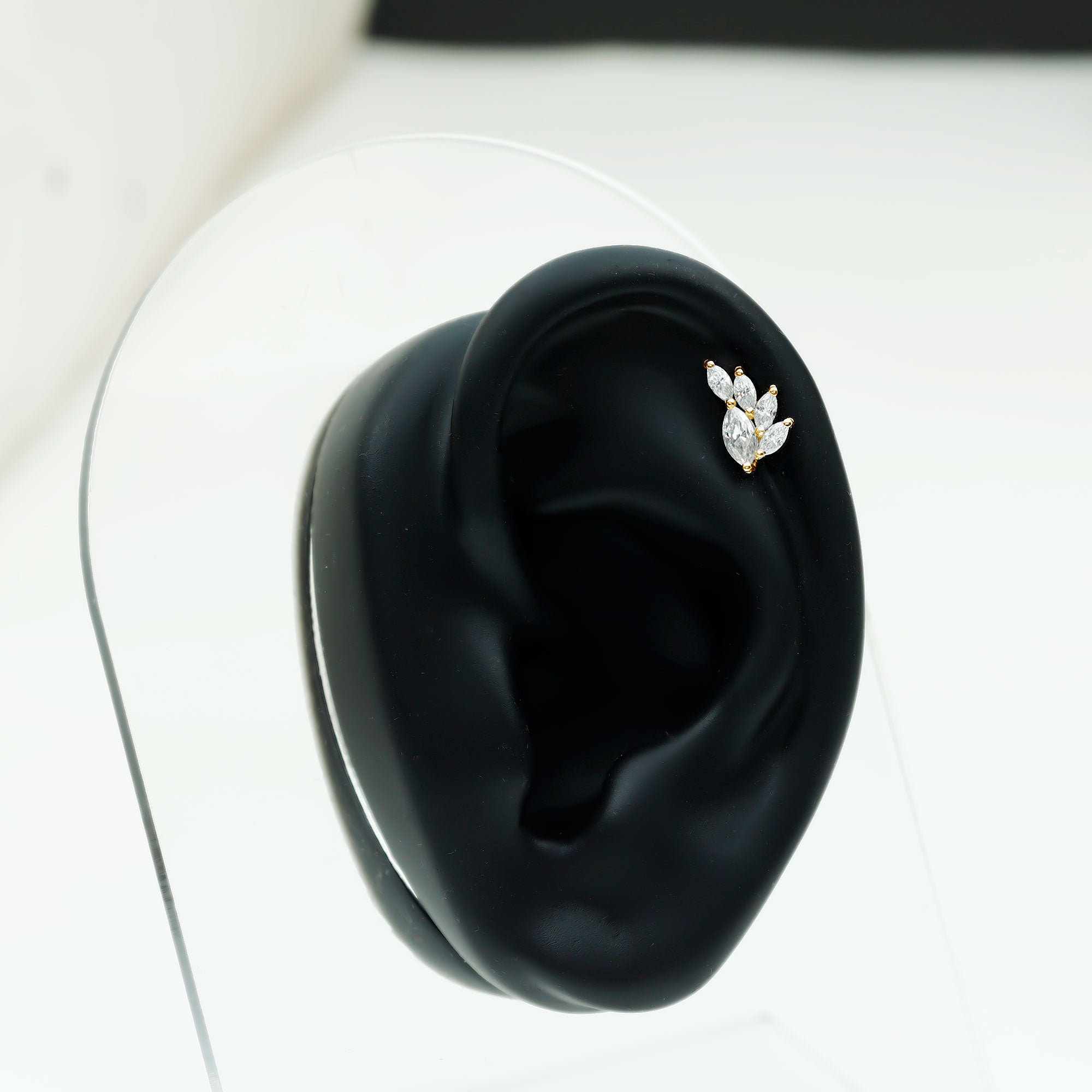 Marquise Cut Moissanite Cluster Helix Earring