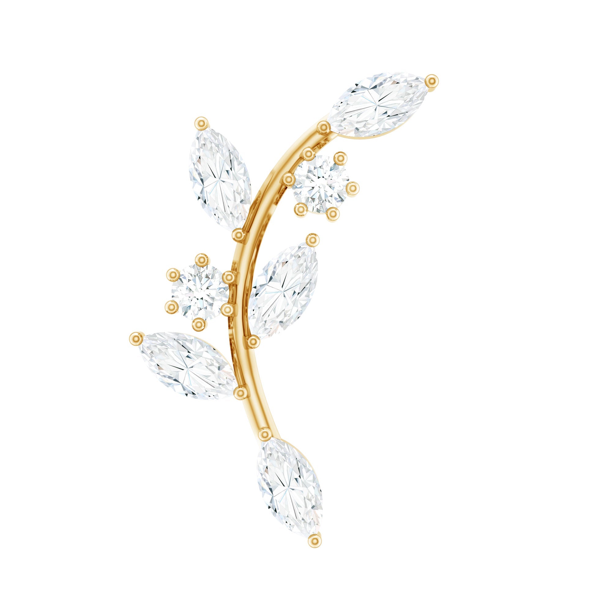 Womens Marquise Diamond Leaf Crawler Earring