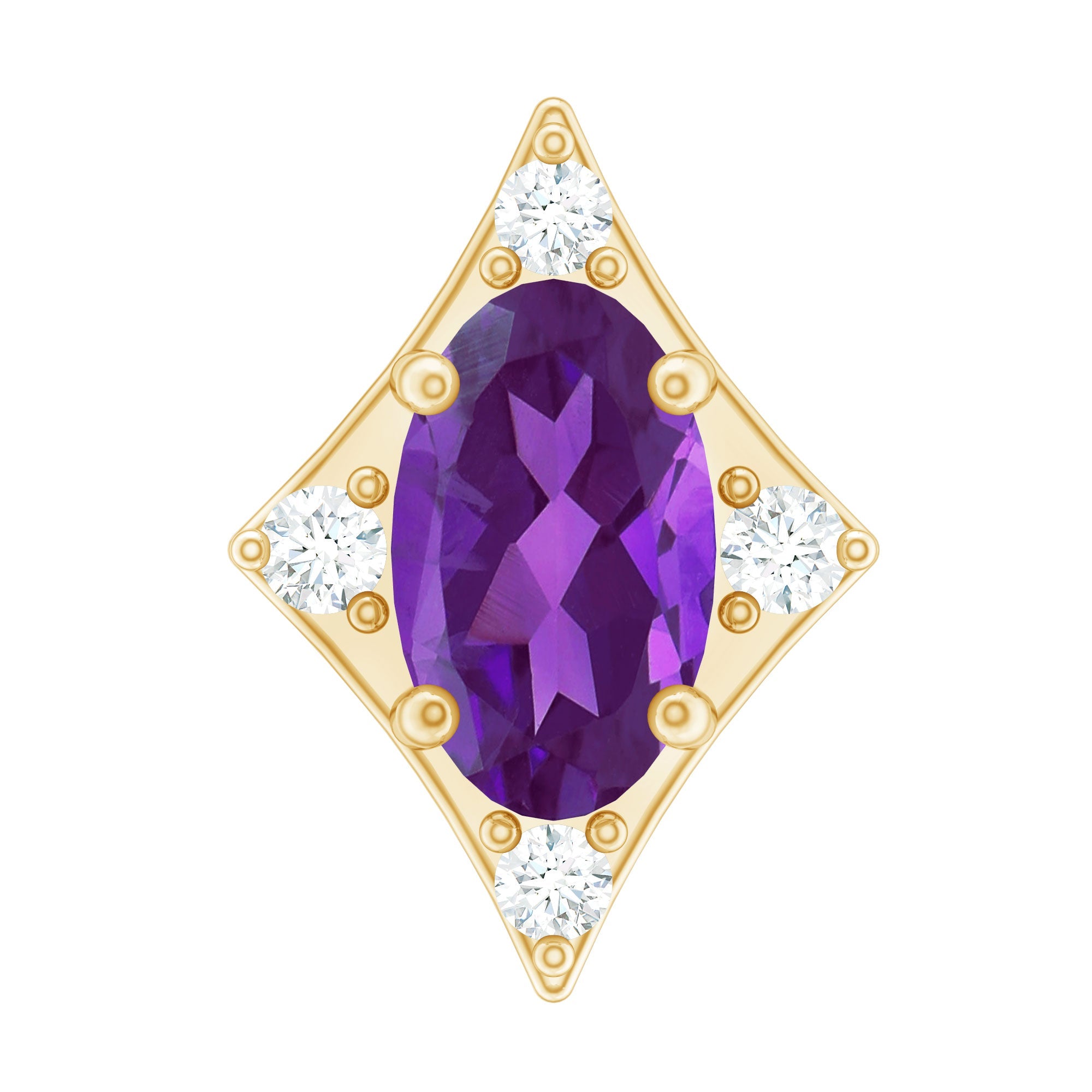 Oval Natural Amethyst Geometric Tragus Earring with Moissanite