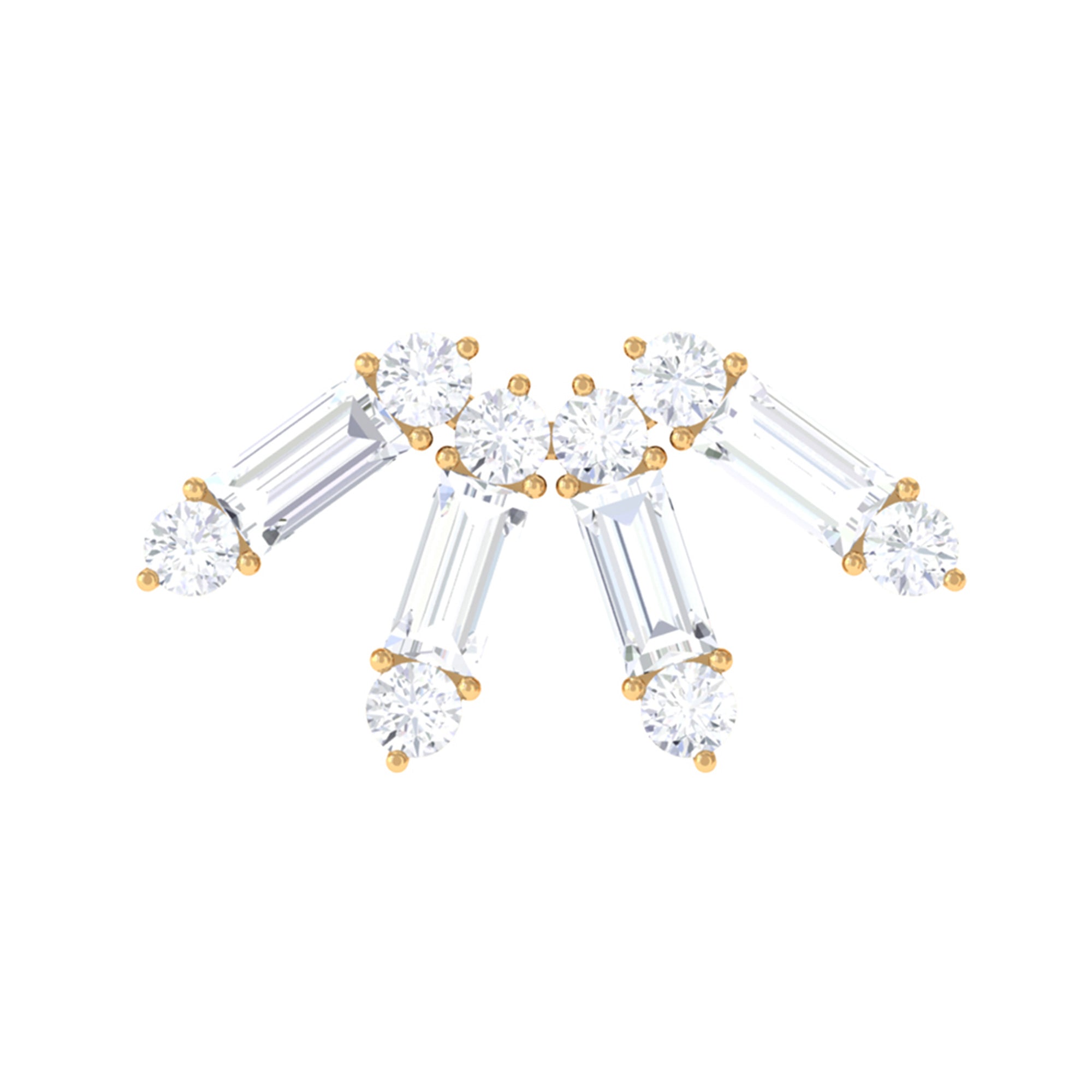 Baguette Diamond Fan Cartilage Earring