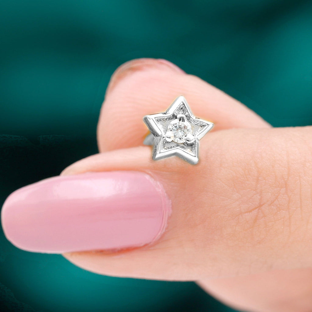 Solitaire Moissanite Star Earring for Conch Piercing