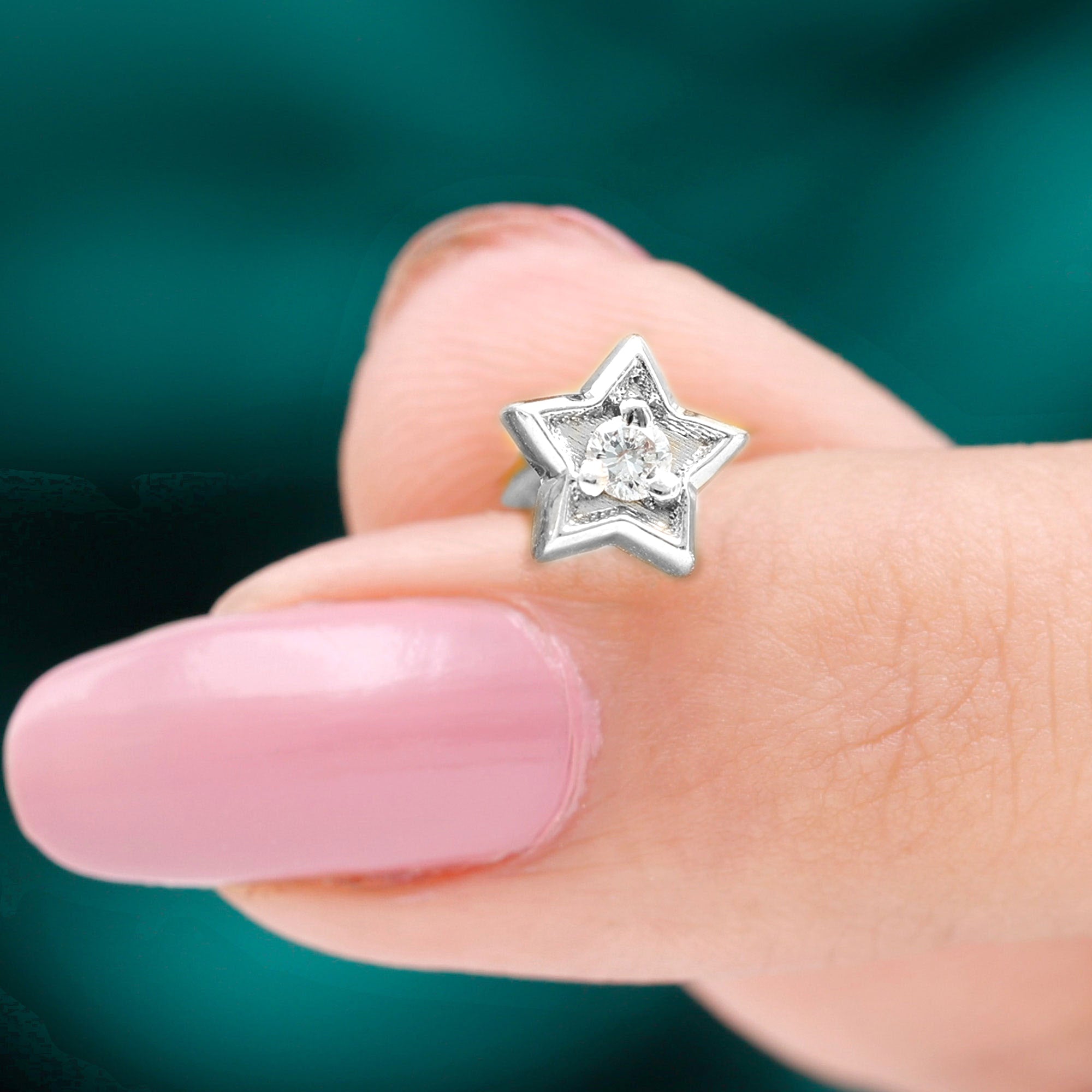 Solitaire Moissanite Star Earring for Conch Piercing