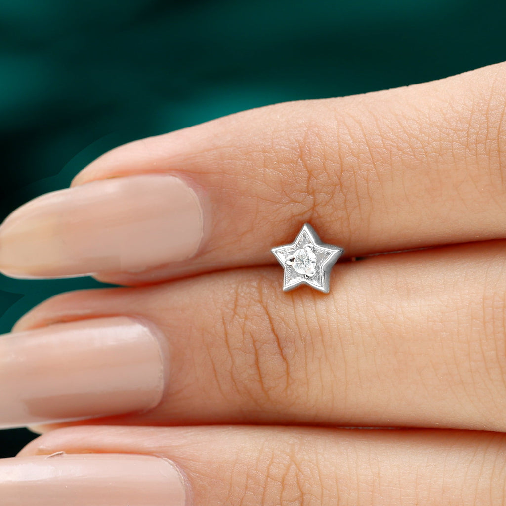 Solitaire Moissanite Star Earring for Conch Piercing